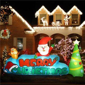 Christmas Inflatable Santa Blow up, Lighted Large Merry Christmas Inflatables